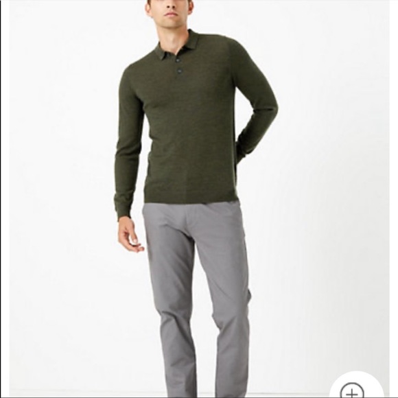 SALE 3/$15 Men’s Banana Republic green ribbed long sleeve rugby polo shirt